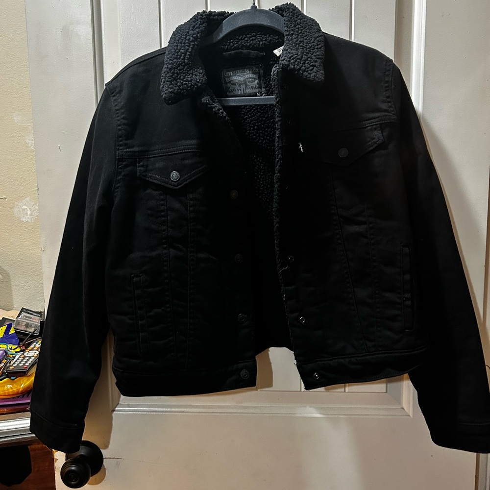 Levi’s Black Denim Jacket, Sherpa lined and insulated
